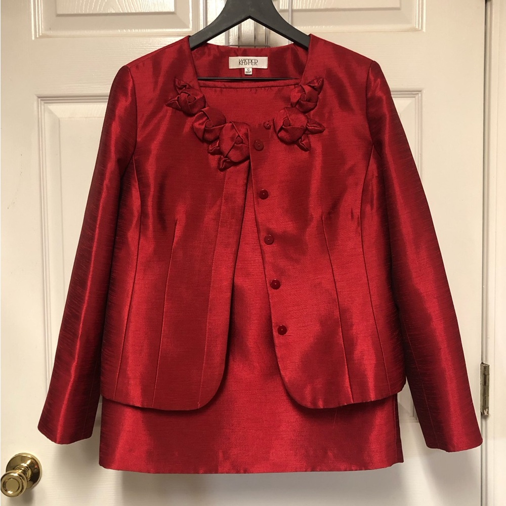 KASPER Two Piece Formal Cranberry Women’s Suit